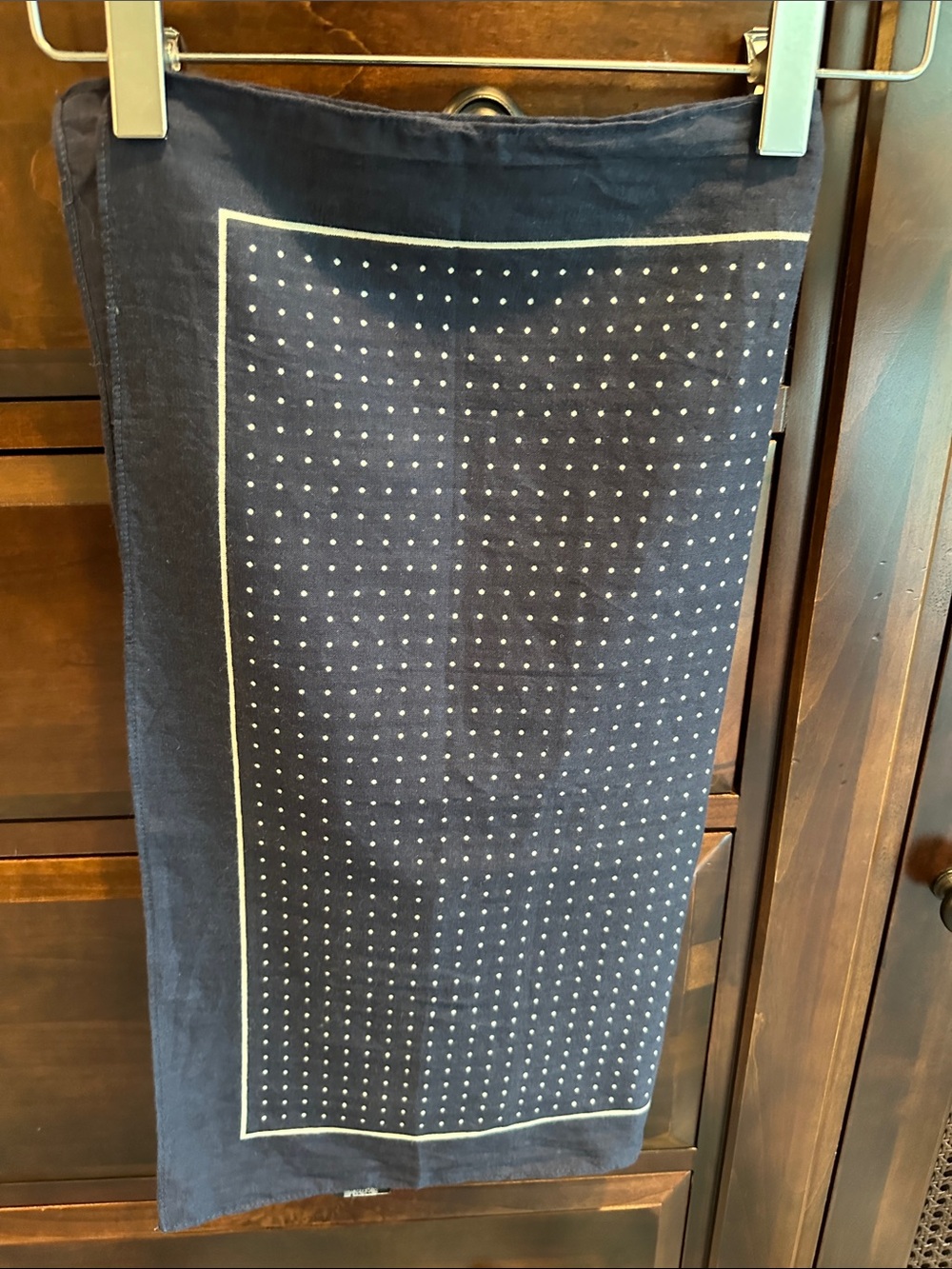 J. Crew Polka Dot Cotton Bandana Scarf Navy Blue EC LIKE NEW